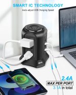 Power Strip Tower Surge Protector BEVA 10ft Flat Plug Desktop Charging Station 9 AC Outlets 4 USB Ports, 900 Joules, Long Extension Cord for Home Office Appliances Smartphones Computer Tablets(Black) - Image 7
